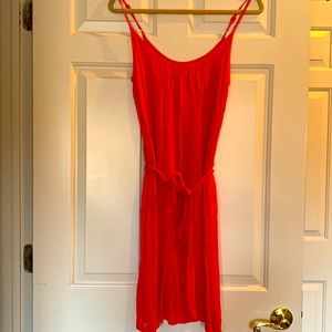 Adjustable strap orange cocktail dress